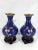 Chinoiserie 1980's Blue Cloisonné Vases With Pink Peonies and Cherry Blossoms , a Pair, Boxed, Wood Stands For Sale - Image 3 of 7