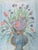 Abstract Vintage Naive Abstract Floral Bouquet in Blue Vase For Sale - Image 3 of 3