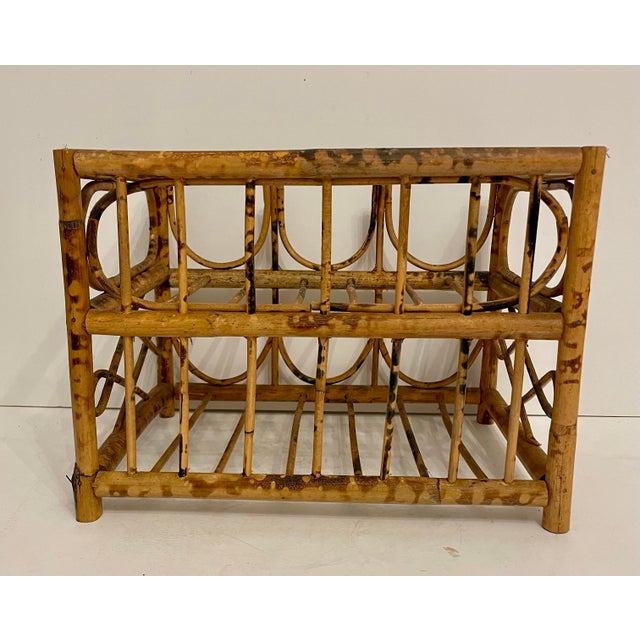 Vintage Tortoise Bamboo 6 Bottle Wine Rack For Sale - Image 4 of 10
