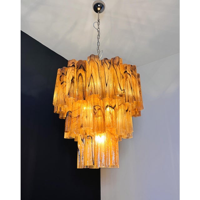 Large Vintage Three-Tier Murano Glass Tube Chandelier, 1990s For Sale - Image 16 of 18