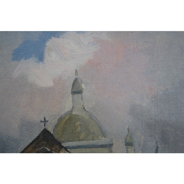 Mid 20th Century "The Church" Impressionist Style Landscape Oil Painting by Antoine Burger For Sale - Image 4 of 11