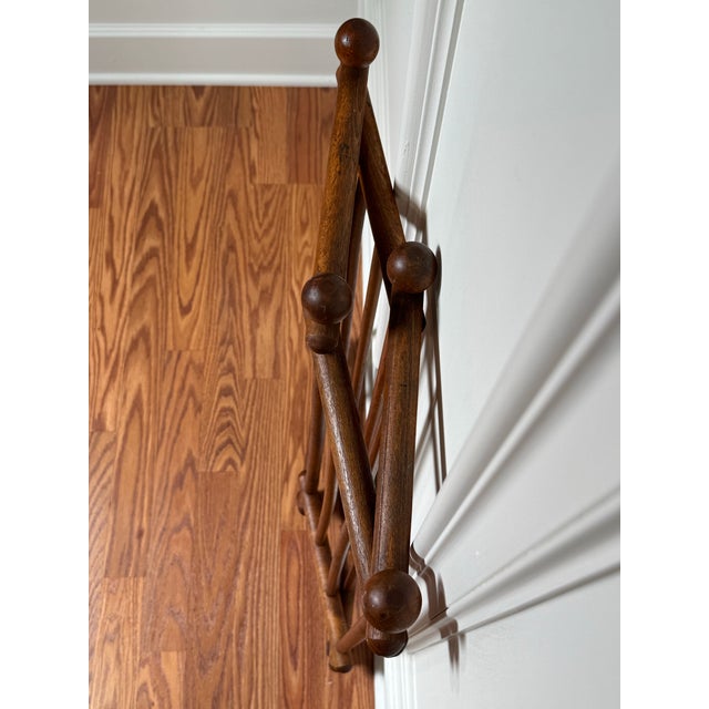 Vintage Arts & Crafts Solid Wood Stick & Ball Collapsible Umbrella Stand For Sale - Image 12 of 12