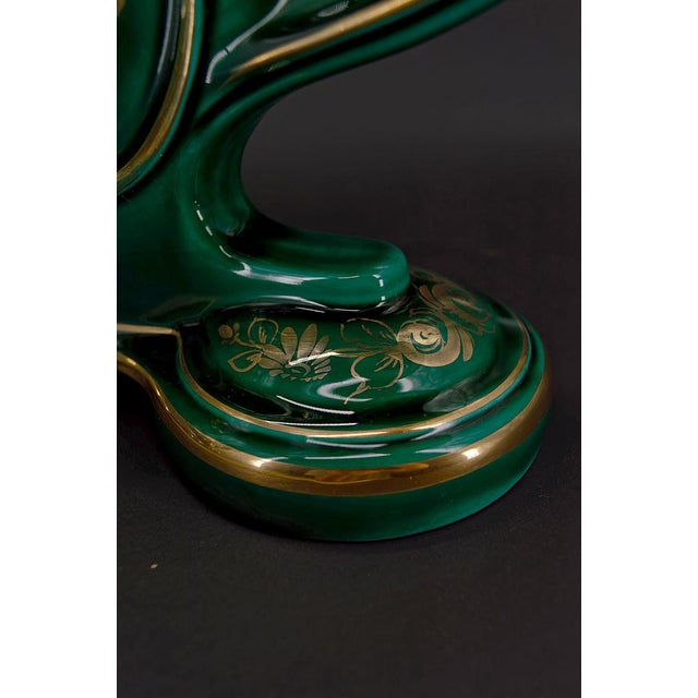 Green & Gold Earthenware Lamps, France, 1940s, Set of 2 For Sale - Image 15 of 18