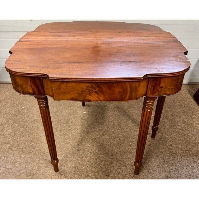 Antique American Early 19th Century Mahogany Sheraton Card or Game Table For Sale In Boston - Image 6 of 11