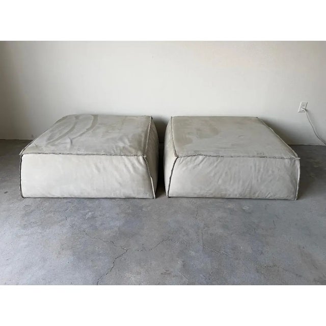 Animal Skin Italian Paola Navone for Baxter “Miami Soft” Modular Leather Sofa With Two Ottomans For Sale - Image 7 of 17
