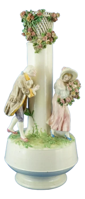 Antique Italian Ceramic Vase with Figurines, 1800s