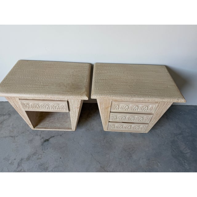 Contemporary Pair of Organic Hand Carved Wood Nightstands For Sale - Image 3 of 18