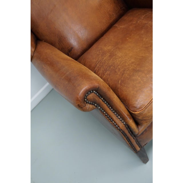 Industrial Vintage Dutch Cognac Colored Leather Club Chair For Sale - Image 3 of 18