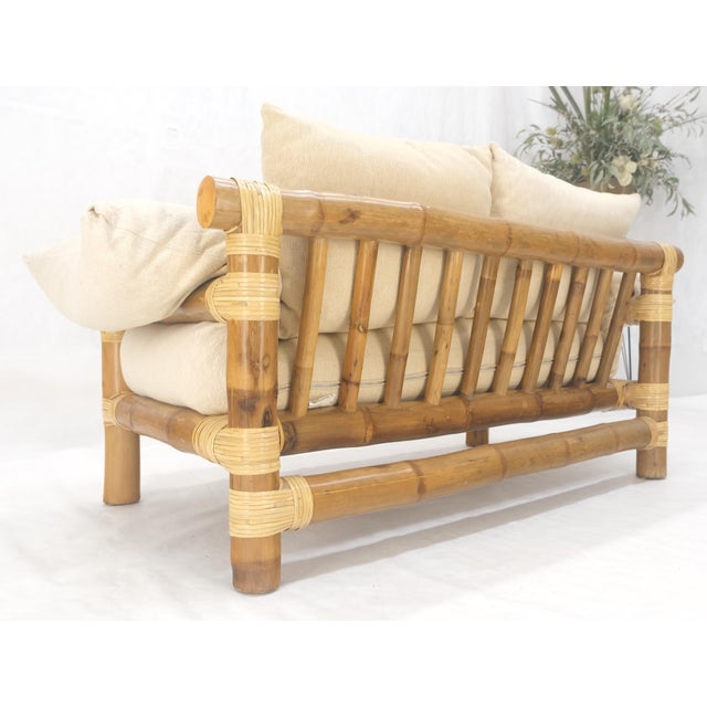 Ficks Reed Thick Bamboo Frame Mid Century Modern c1970s Loveseat Sofa MINT For Sale - Image 4 of 18