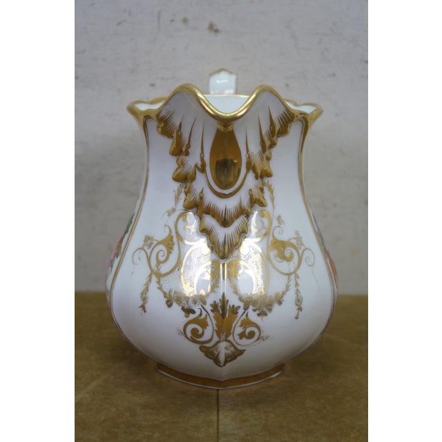 Ceramic Antique 19th Century Porcelain Scrolled Gold Floral Acanthus Serving Pitcher Jug For Sale - Image 7 of 12