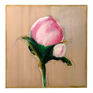 Flower Painting Pink Peony Original Oil on Canvas Signed Large Impressionist Art