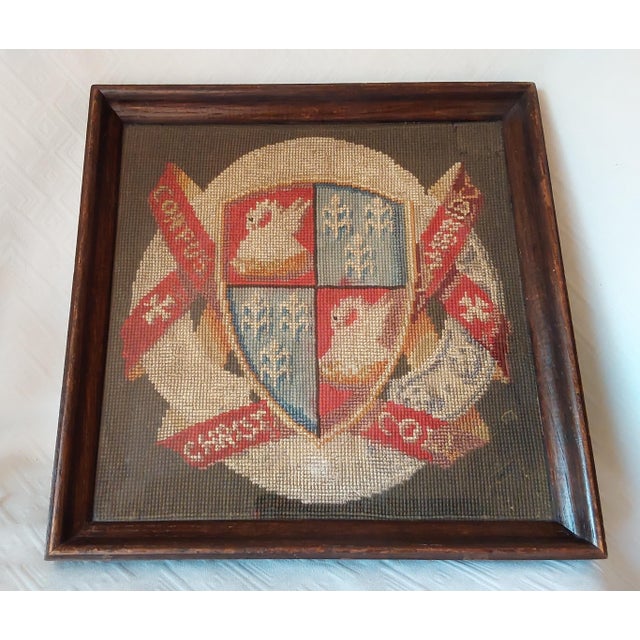 Victorian Antique Needlepoint Tapestry Cambridge College Heraldry, Corpus Cristi For Sale - Image 3 of 5