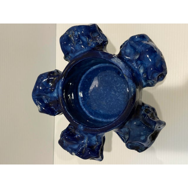 Scandinavian Modern Pentik Kaamoskivi Sculptural Blue Candle Holder, Finland For Sale In Phoenix - Image 6 of 12