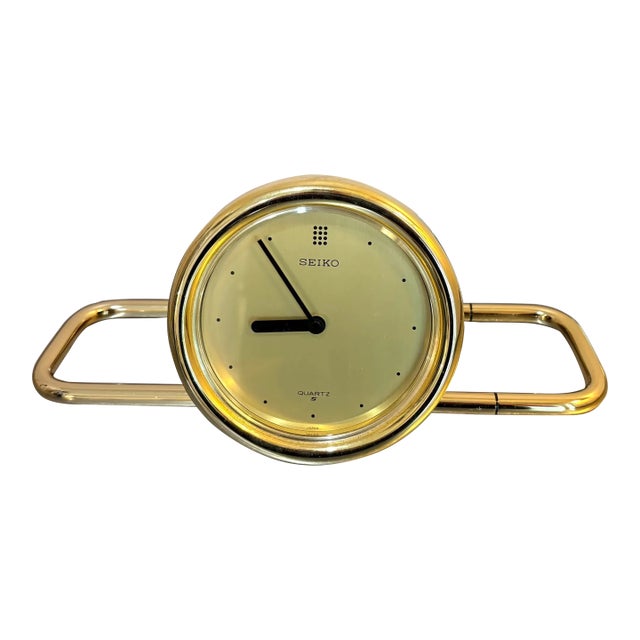 Seiko Postmodern Gold Adjustable Desk Clock For Sale