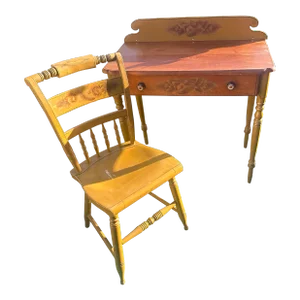 Lambert Hitchcock Vintage Federal Style Writing Desk/Dressing Table- Original Paint - Set of 2