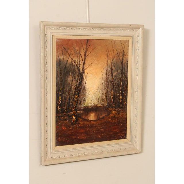 Impressionist J. Sands Oil Painting, Winter Sunset For Sale - Image 3 of 12