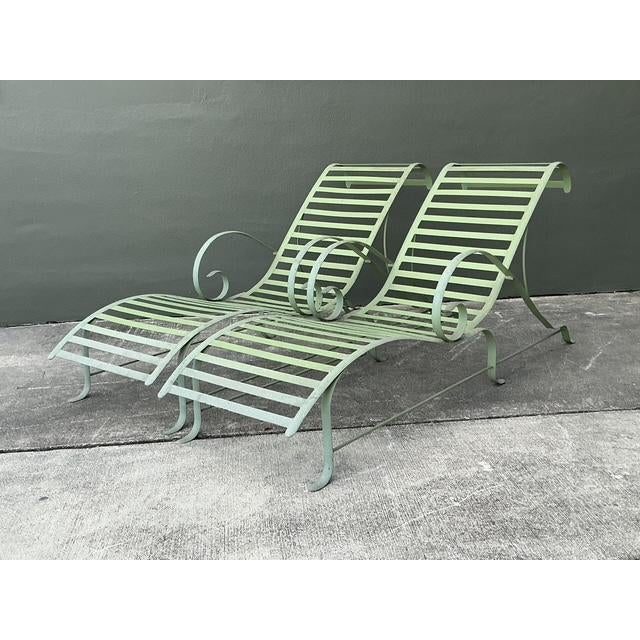 Vintage Regency Cast Aluminum Wave Chaise Lounge Chairs - A Pair For Sale In West Palm - Image 6 of 12