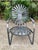 no maker’s mark Francois Carre Cantilever Garden Rocker. darker metallic gray and beautiful antique strap iron garden...