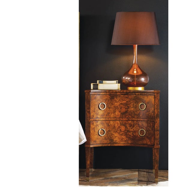 Traditional Modern History Two Drawer Concave Burl Cabinet For Sale - Image 3 of 3