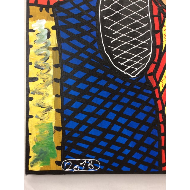 Red French Surrealist Painting Inspired by Pablo Picasso For Sale - Image 8 of 9