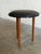 Wood Teak Round Tripod Footstool Ottoman With Black Upholstery Danish Mid-Century Modern 1960s For Sale - Image 7 of 8