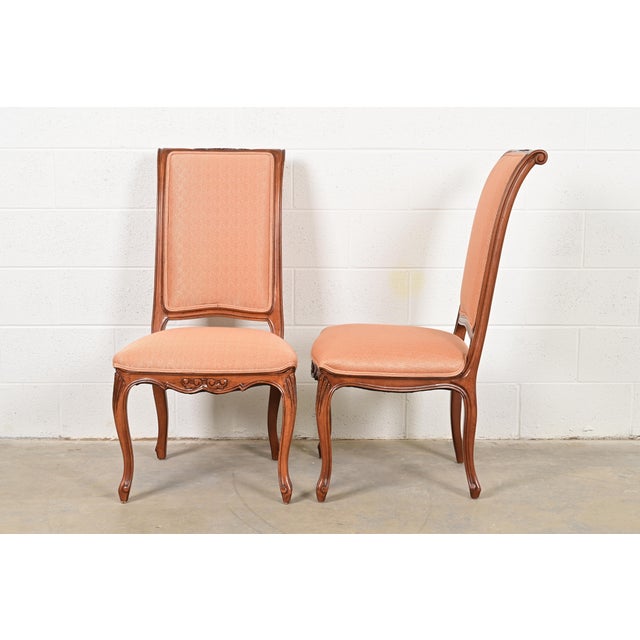 Baker Furniture French Provincial Louis XV Carved Walnut Dining Chairs, Set of Four For Sale - Image 9 of 11
