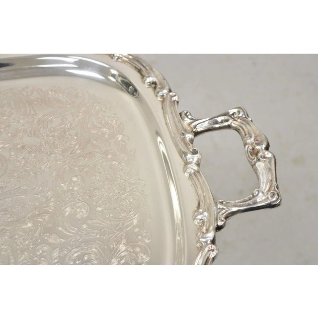 Vintage Leonard Regency Style Silver Plated Ornate Serving Platter Tray For Sale In Philadelphia - Image 6 of 10