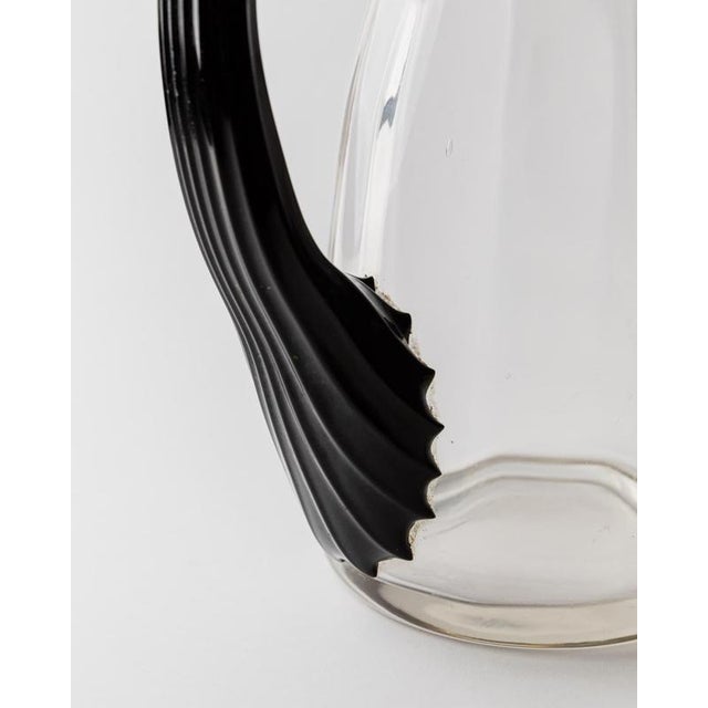 Glass Vintage Italian Clear Murano Glass Vase or Pitcher with Curved Handle, 1930s For Sale - Image 7 of 11