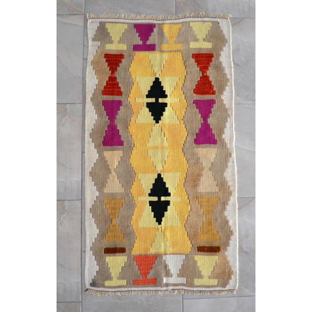 1990s 1990s Turkish Rug Hand-Woven Mini Kilim Rug - 2' X 3'9" For Sale - Image 5 of 10