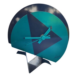 Radical Table Clock in Lacquered Metal, 1980s For Sale