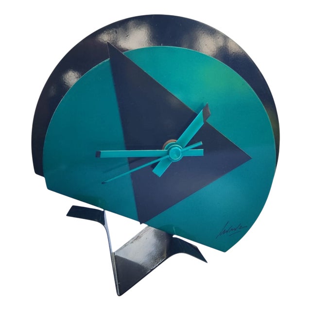 Radical Table Clock in Lacquered Metal, 1980s For Sale