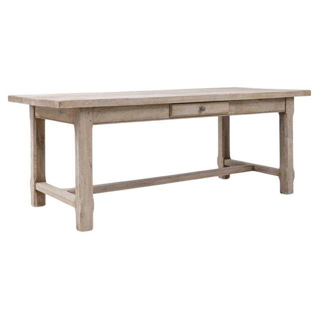 20th Century French Oak Dining Table With Drawer For Sale - Image 15 of 18