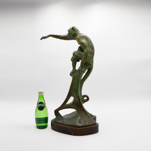 Brown Early 20th Century Art Nouveau Monkey Sculpture made in solid brass signed LIF For Sale - Image 8 of 18
