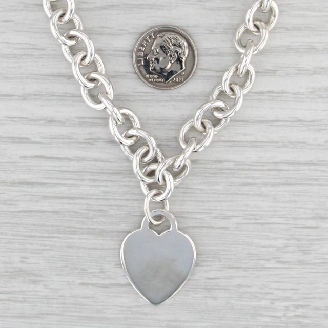 1990s Engravable Tiffany Id Heart Tag Necklace Sterling Silver 16" Cable Chain For Sale In Greensboro - Image 6 of 7