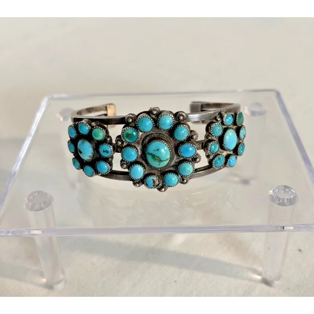 1930s Zuni Turquoise and Silver Bracelet Set For Sale - Image 4 of 15