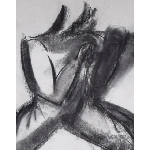 1980s Large Vintage Minimalist Pugilist Charcoal Figuring Drawing of a Boxer For Sale - Image 5 of 7