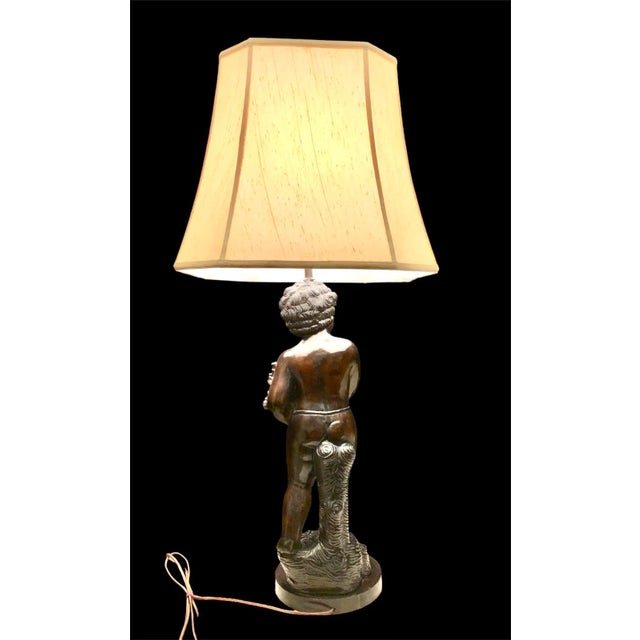Vintage Large Figural Lamp, Harp and Shade For Sale - Image 4 of 12