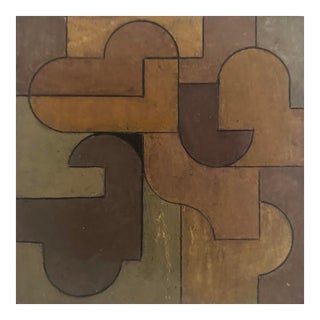 Contemporary Geometric Abstract Oil and Cold Wax Painting Small Square Study Earth Tones by Stephen Cimini For Sale