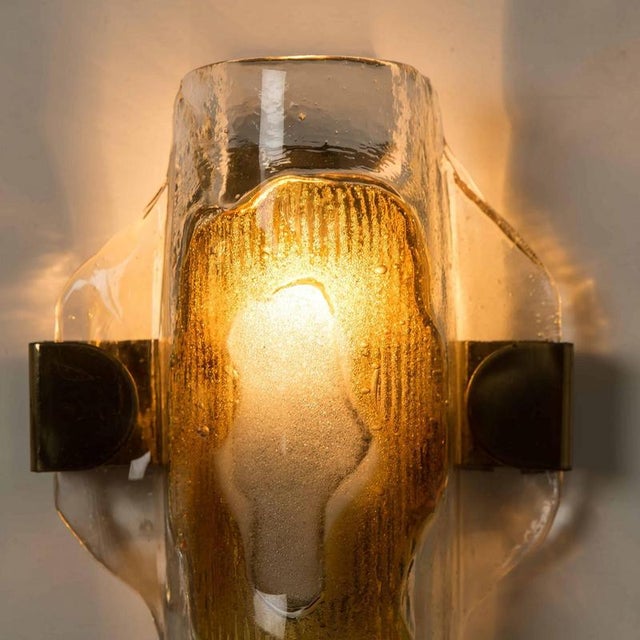 Murano Clear and Orange Glass Wall Lights, 1970s, Set of 2 For Sale - Image 9 of 12