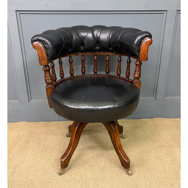 Victorian Mahogany Revolving Desk Chair, 1885 For Sale - Image 13 of 13