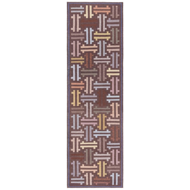 Vintage Swedish Flat Woven Runner Doris Leslie Blau For Sale