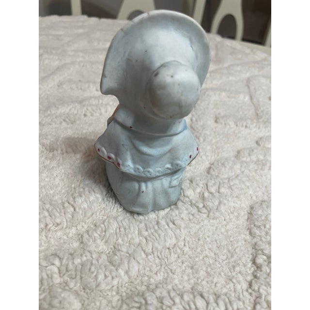 Ceramic Vintage Bisque Porcelain Girl Figurine With Blue Bonnet For Sale - Image 7 of 8