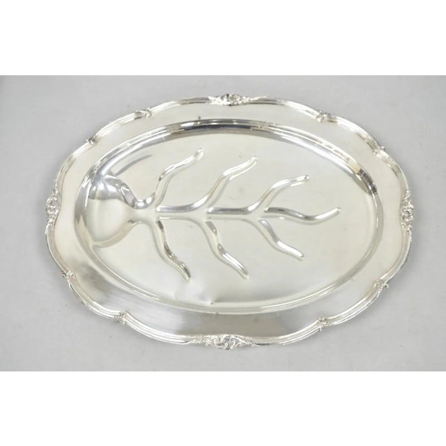Vintage Amston Victorian Silver Plated Meat Cutlery Oval Serving Platter Tray For Sale - Image 11 of 11
