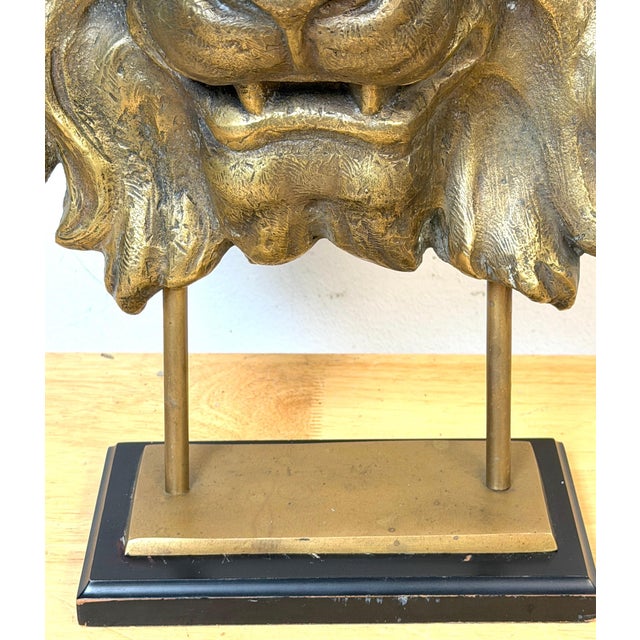 Large Finely Cast Bronze Lion Mask, Museum Mounted 20th Century For Sale - Image 11 of 15