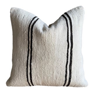 Vintage Rug Pillow Cover With Stripes For Sale