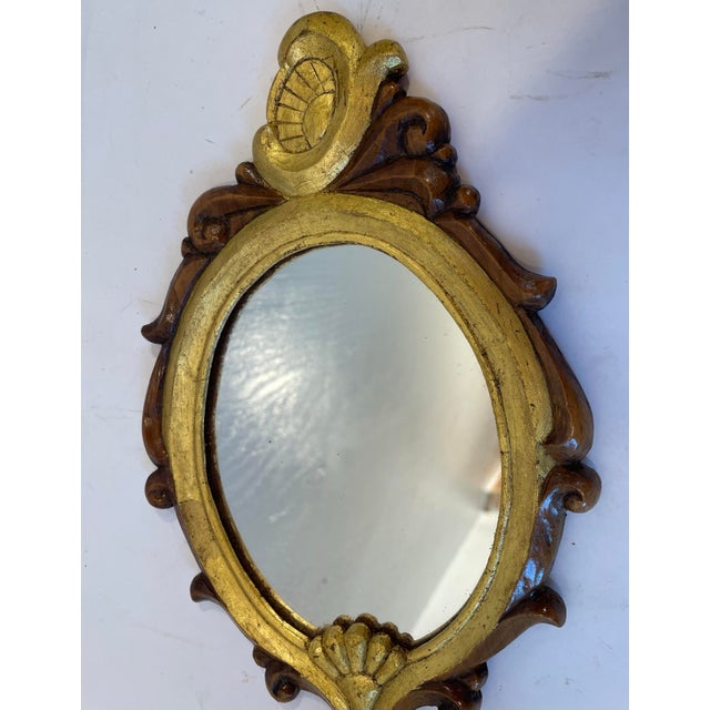 Vintage Italian Gilt Wood and Walnut Hand Mirror For Sale - Image 4 of 8
