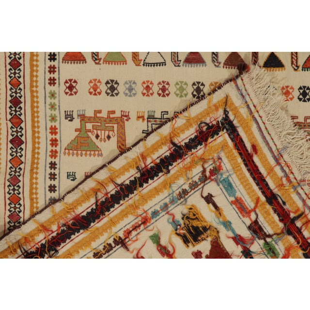 Antique Verneh Persian Kilim in Beige, Orange and Gold Geometric Patterns For Sale In New York - Image 6 of 7