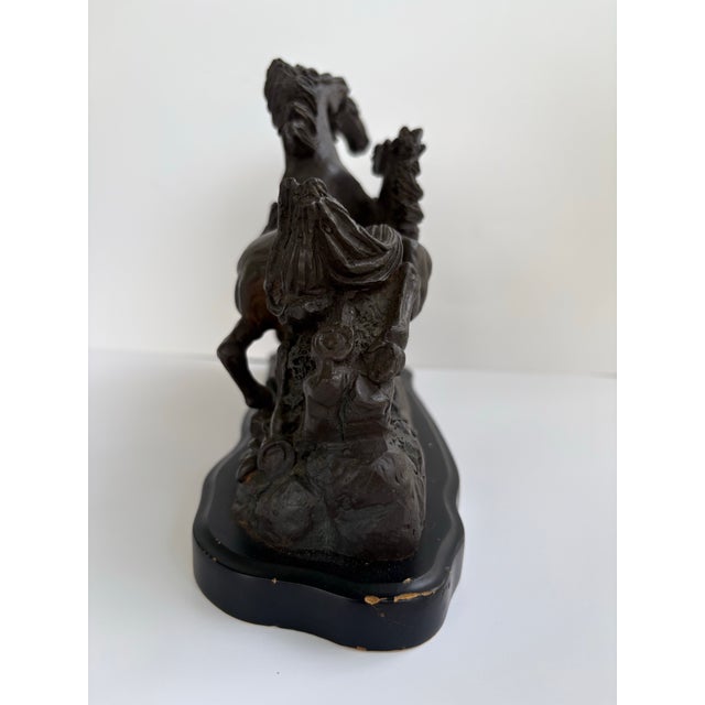 Vintage Cast Iron Galloping Horses Sculpture With Bronze-Tone Finish on Black Base For Sale In Orlando - Image 6 of 12