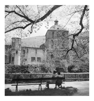 Couple on Bench at Heidelberg Castle, Germany 1936, Printed 2021