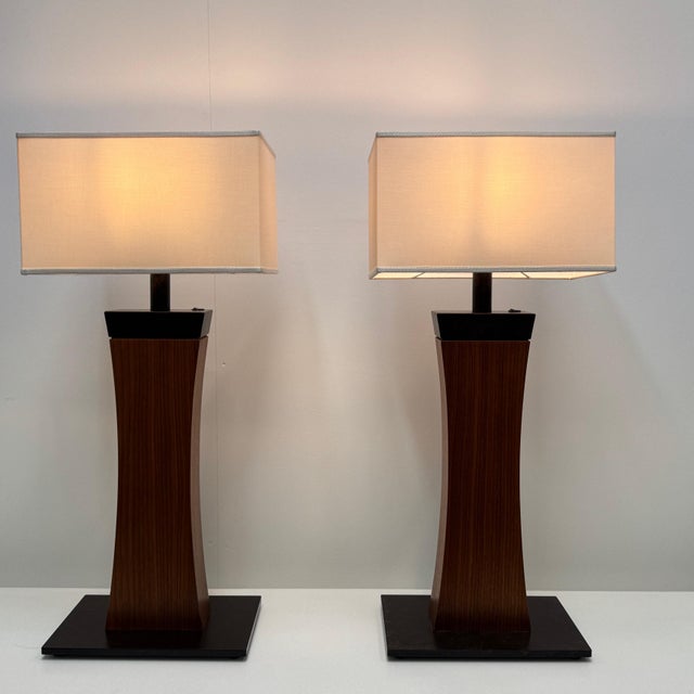 1960s Large Architectural Wood and Metal Table Lamps, 1960s, Set of 2 For Sale - Image 5 of 9